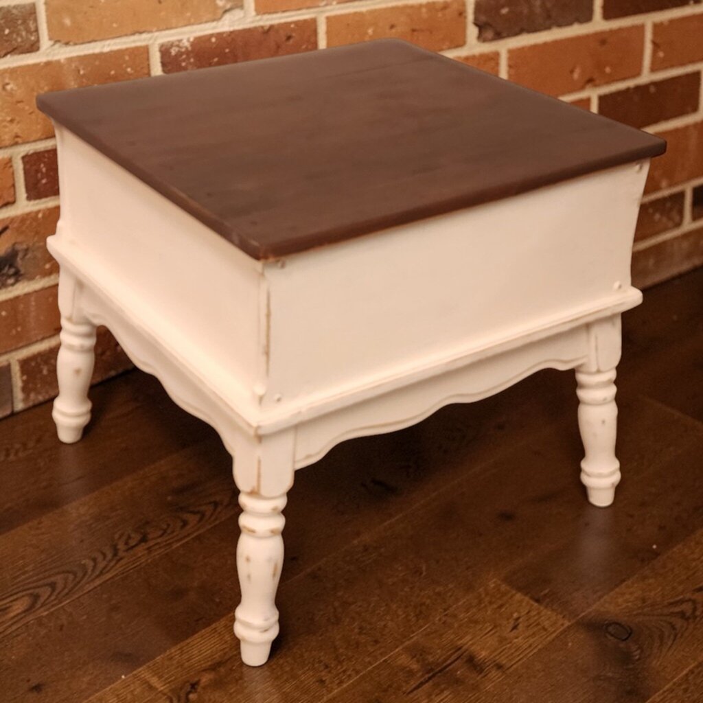 7898 Distressed Two-Tone French Provincial Style End #Table ~ FURNITURE