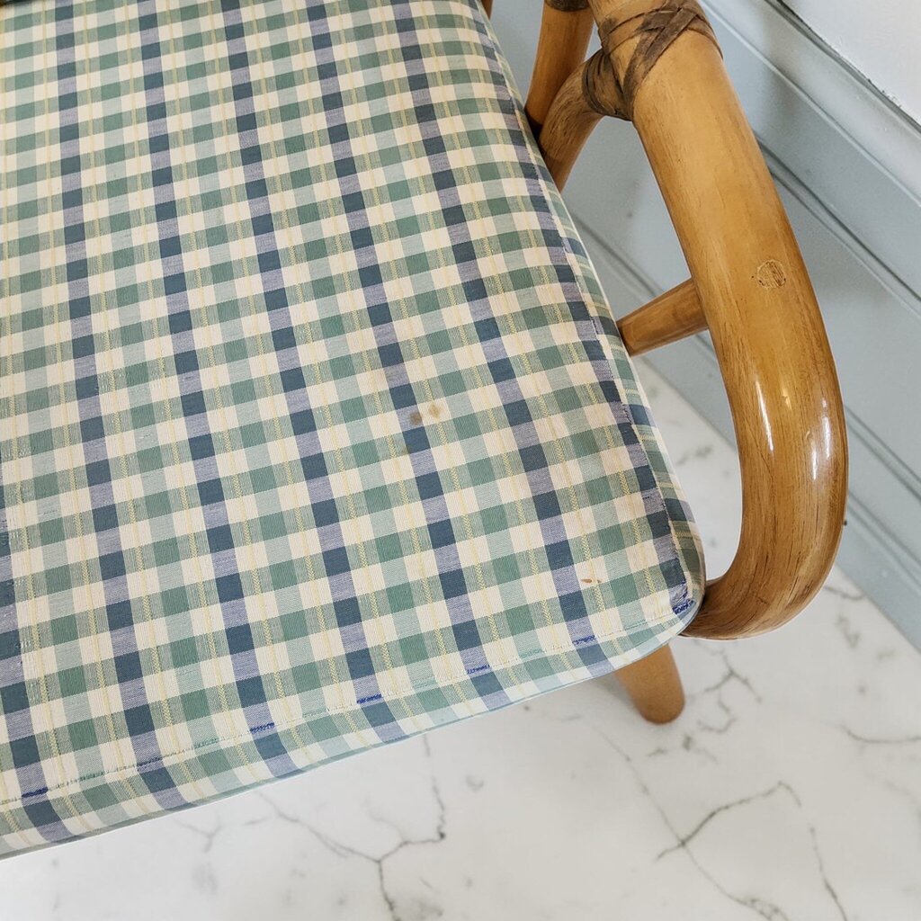 Vintage Mid-Century Rattan and Bamboo Plaid #Loveseat