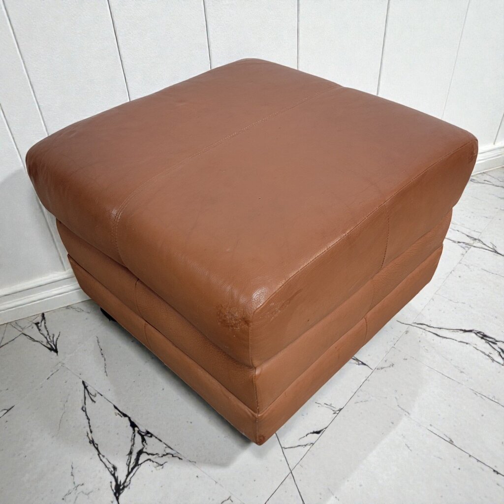 7965 Contemporary Triple Tiered Cognac Vegan Leather Ottoman