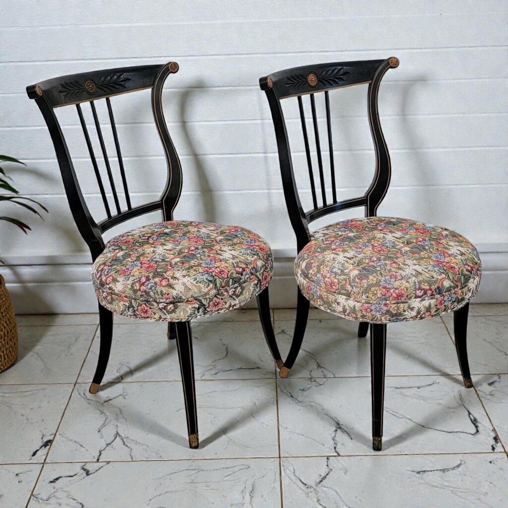 8047-8048 Ebonized Neoclassical Klismos- Style Side #Chair