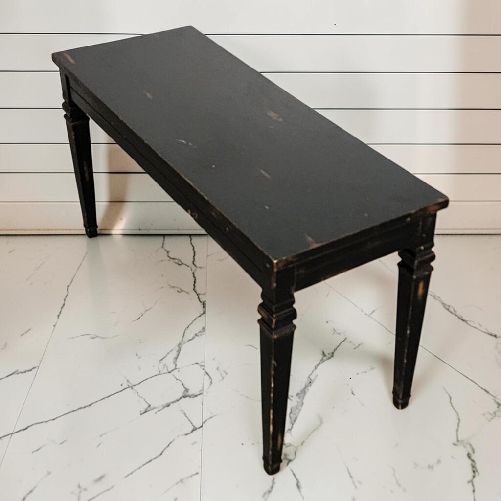 8095 Colonial Shabby Black Piano #Bench