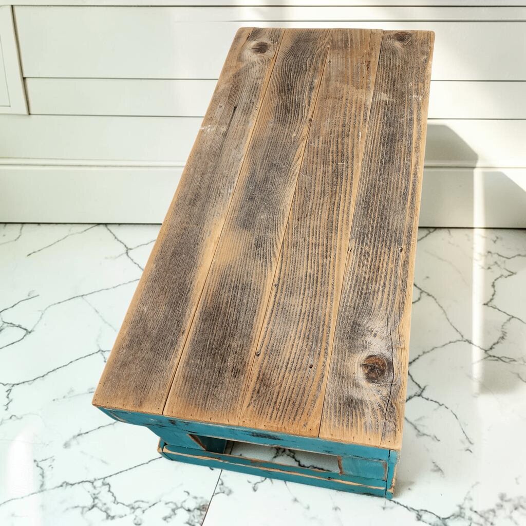 8129 Turquoise and Wood Slab Coffee Table