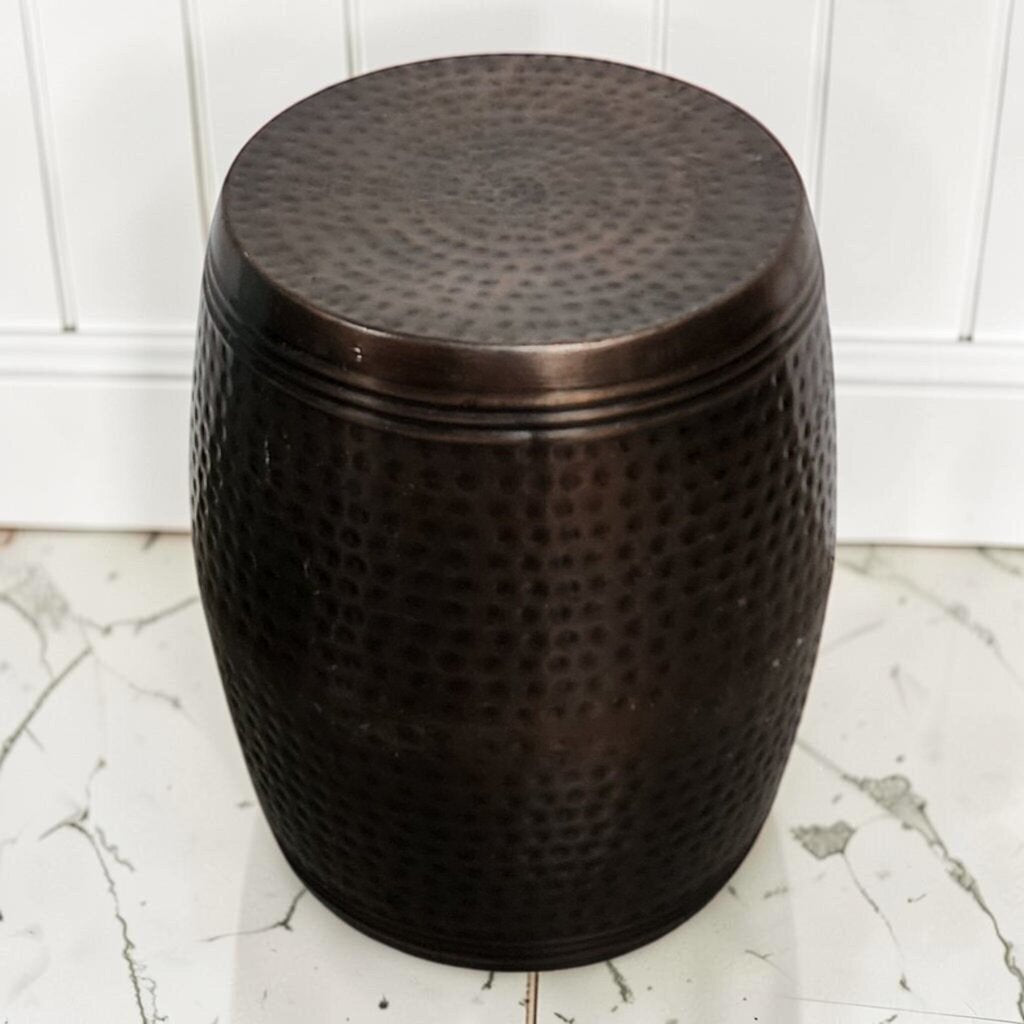 8138 Hammered Oil-Rubbed Bronze Metal Drum Stool