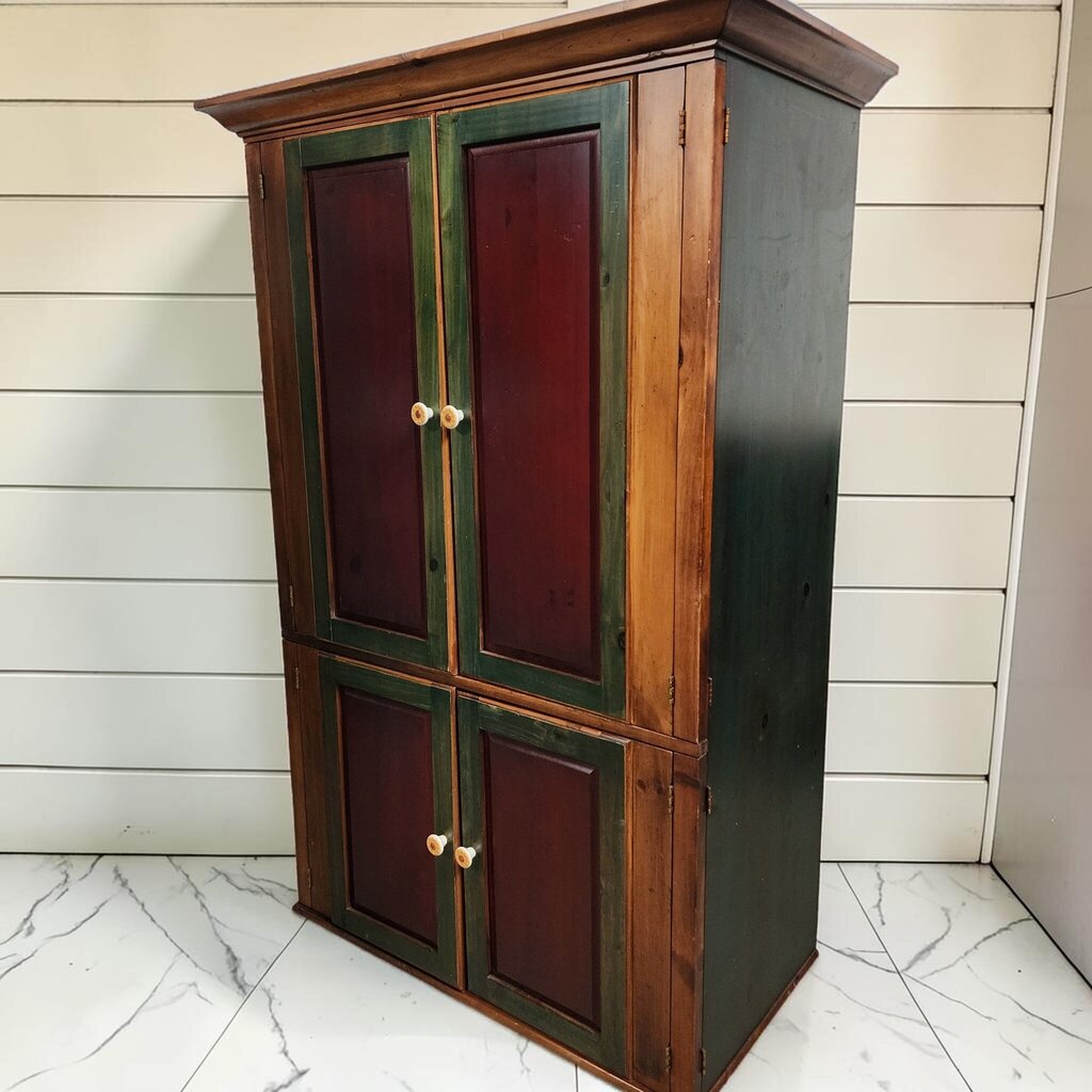8139 Two-Tone Rustic Painted Pine Armoire