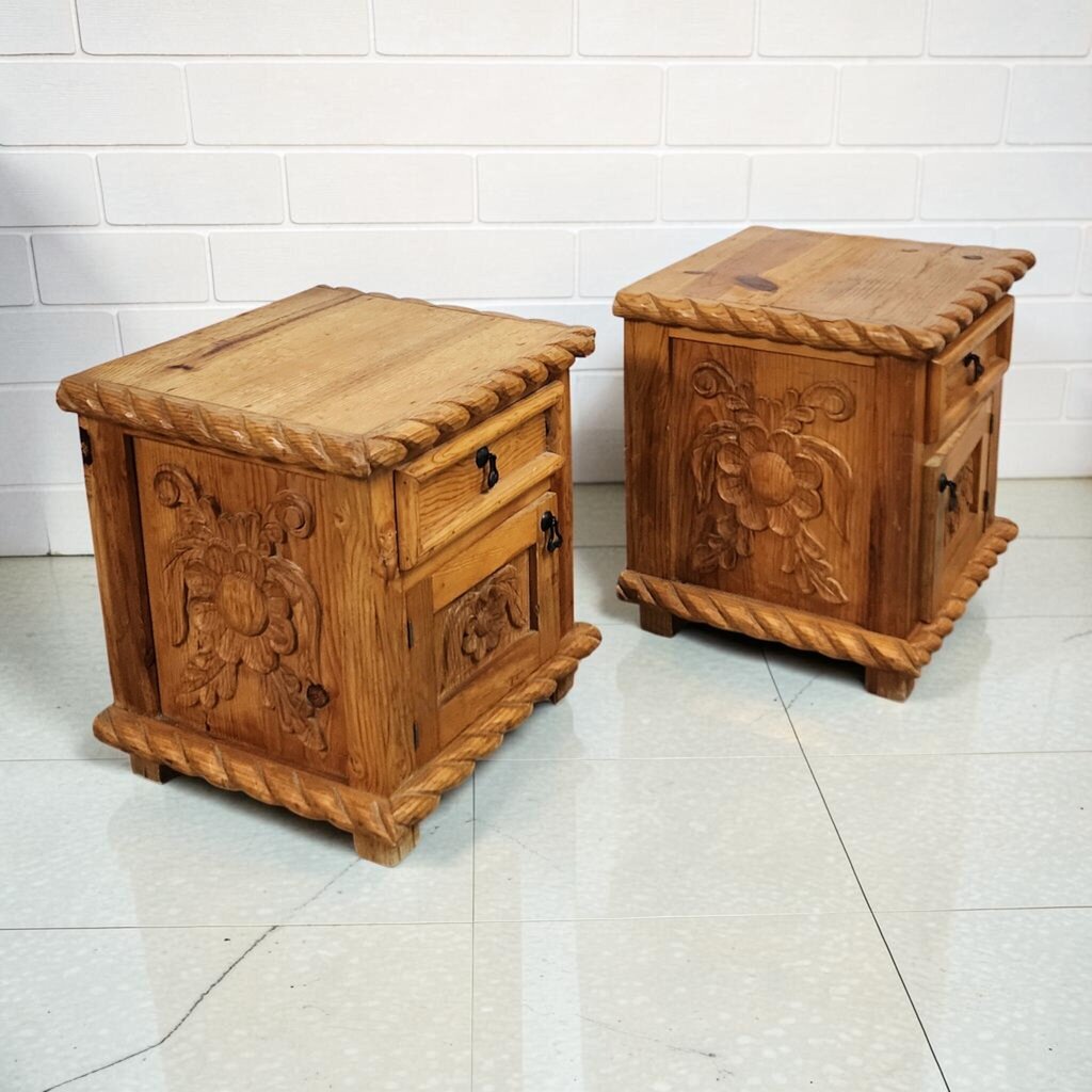 8202-8203 Carved Pine Hacienda Style #Nightstands ~ FURNITURE