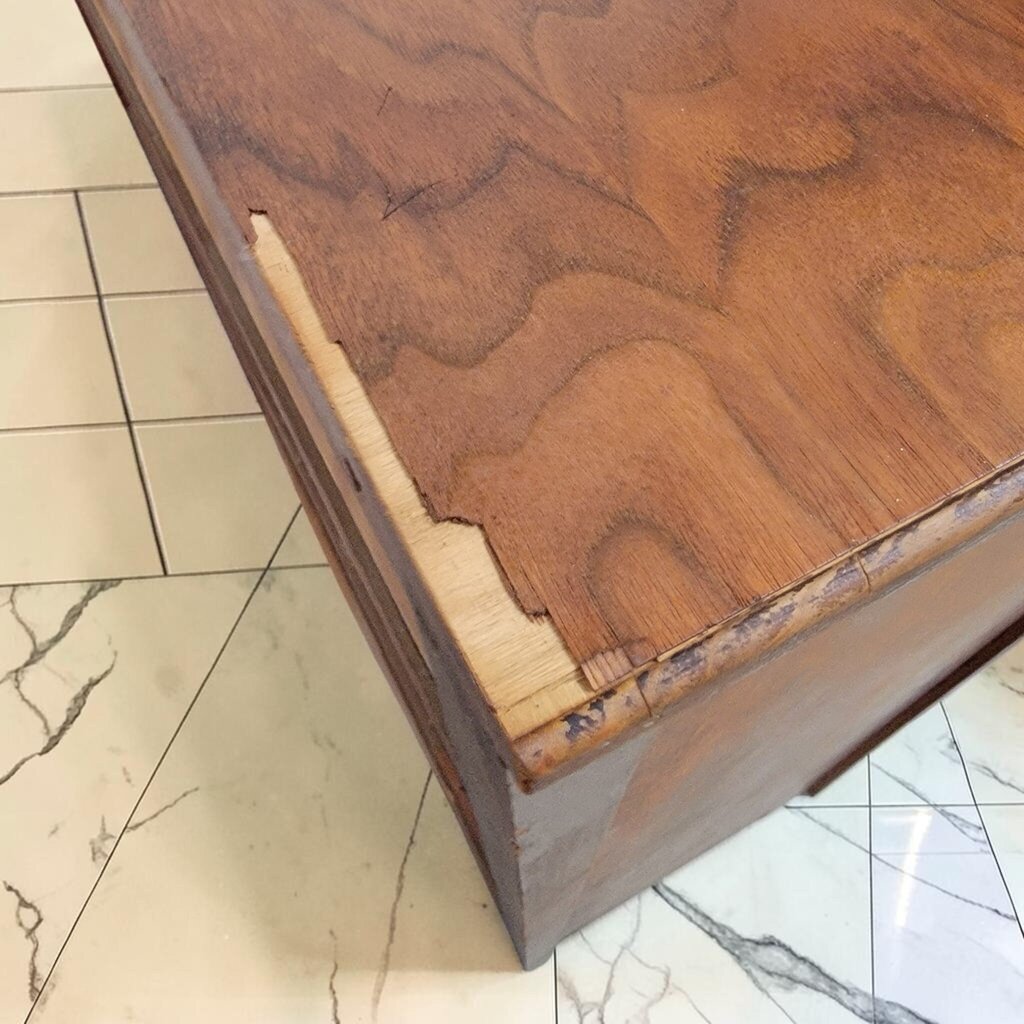 8063 Vintage Art Deco 4 Drawer Chest with Geometric Veneer
