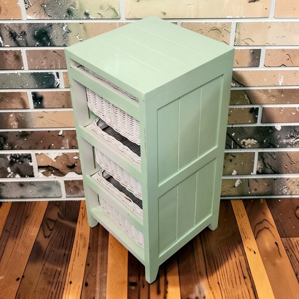 8224 Mint Green and White Wicker 3-Drawer Storage Unit