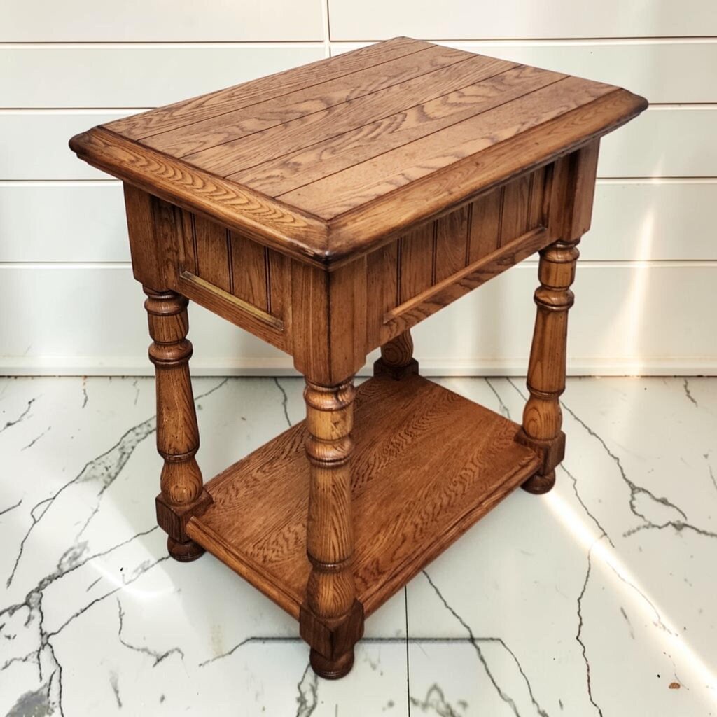 8227 Solid Oak Colonial Revival End Table ~ FURNITURE