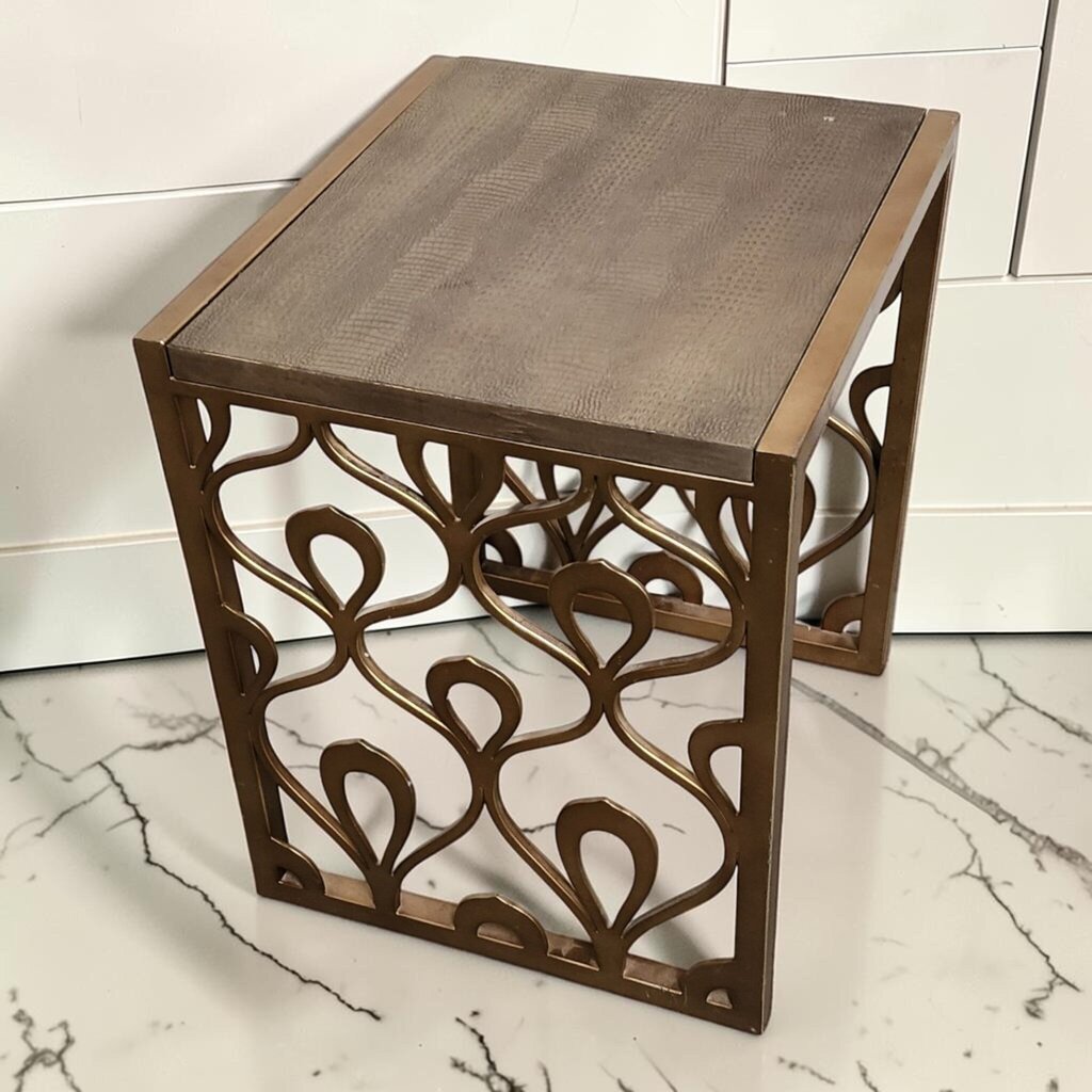 8237 Bernhardt Interiors Talia Side Table with Faux Crocodile Top