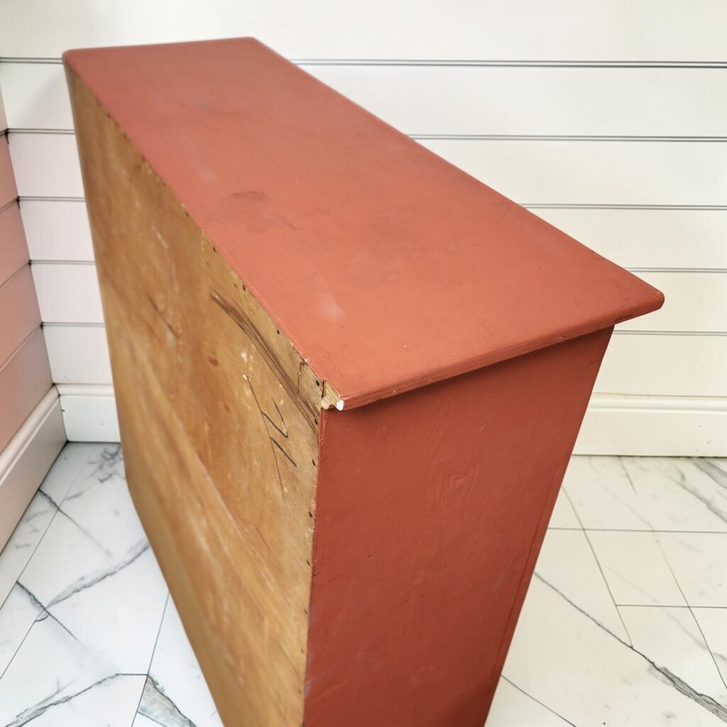 8249 Primitive 5-Drawer Red-Painted Chest ~ FURNITURE