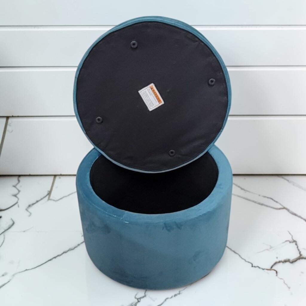 8276 Teal Velvet Tufted Storage Ottoman