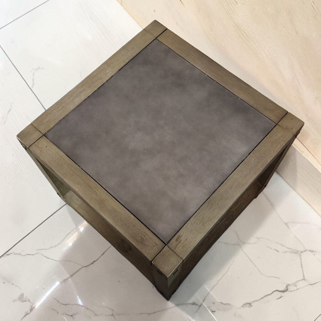 8316 Rustic Industrial End Table with Inset Faux-Stone Top ~ FURNITURE