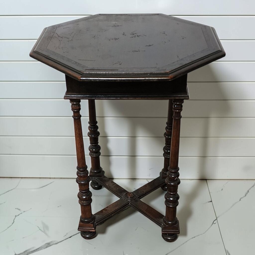 8386 Late 19th Century Renaissance Revival Octagonal Side #Table ~ FURNITURE