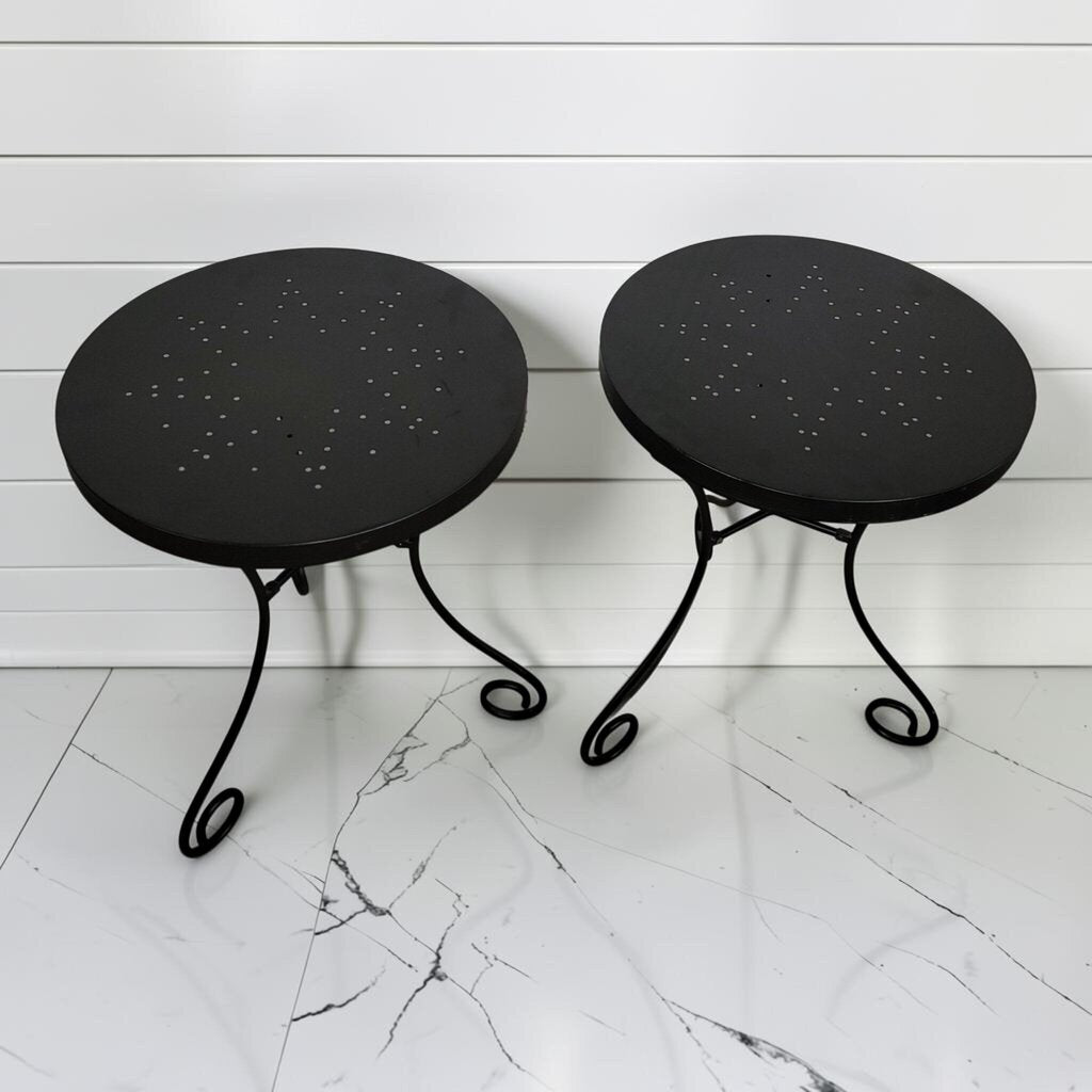 8444-8445 Mid-Century Perforated Star Pattern Metal Side Tables ~ FURNITURE