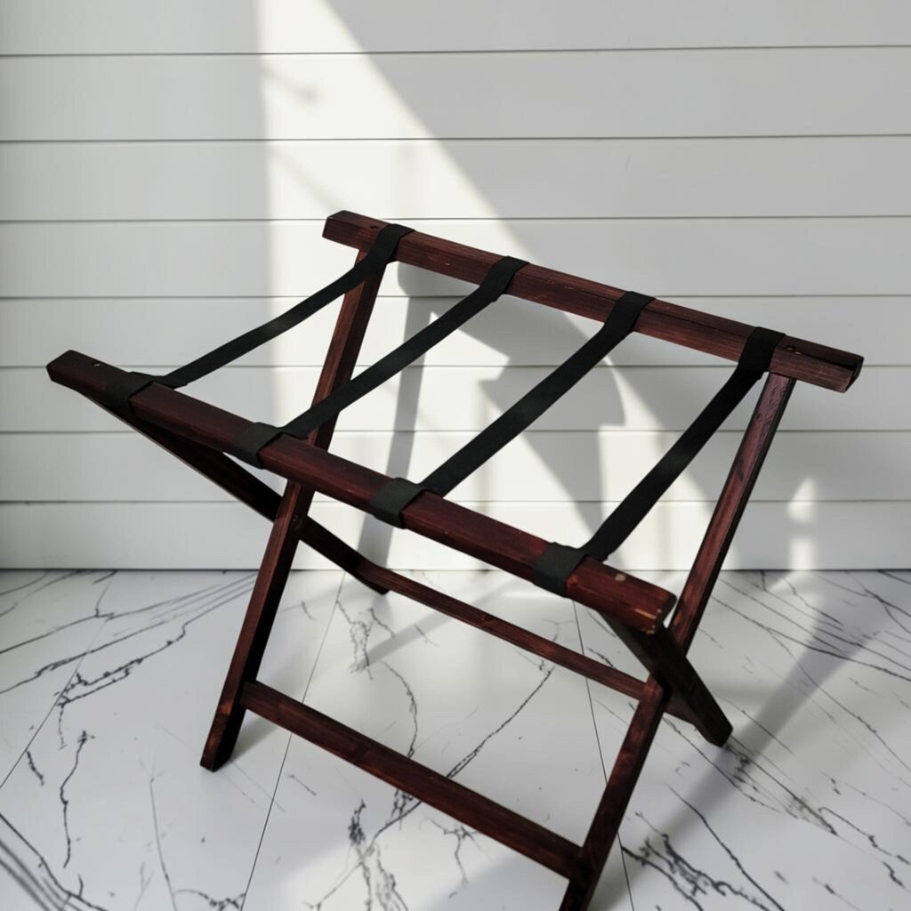 8455 Contemporary Espresso Folding Wooden Luggage #Rack ~ FURNITURE