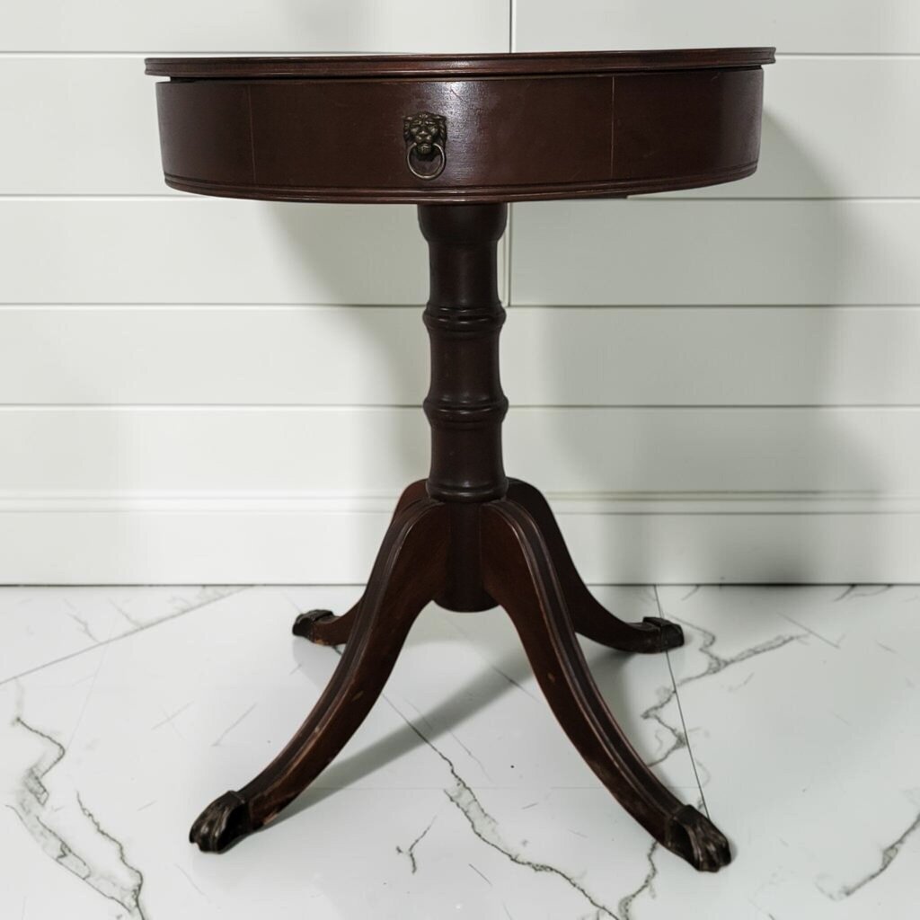 8456 Mahogany Revolving Drum Table with Segmented Storage ~ FURNITURE