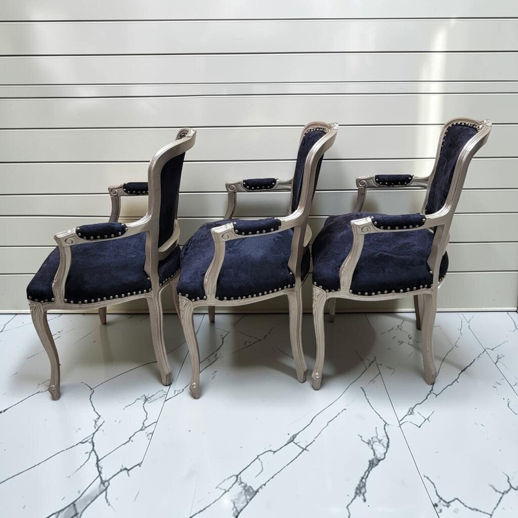 8507-8509 Contemporary Silver- Finished Rococo Style #Armchair