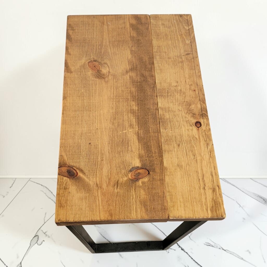 8536 Rustic Industrial Reclaimed Wood U-Shaped End Table