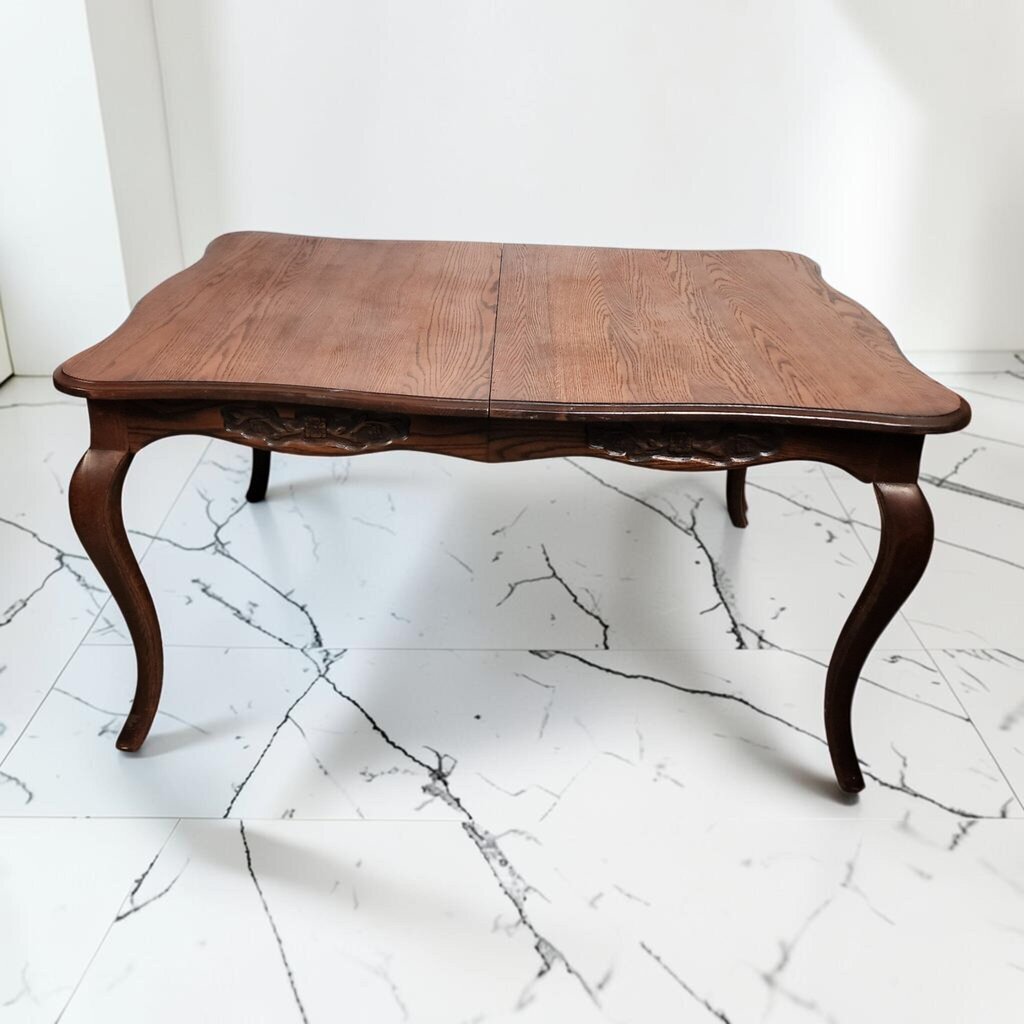 8564 Vintage French Provincial Style Carved Oak Dining #Table