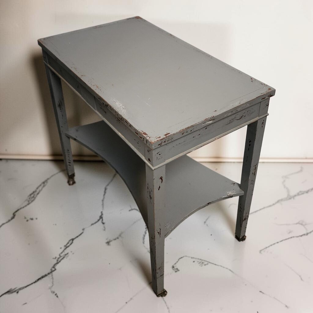 8567 Vintage Painted Wooden Utility #Table on Casters