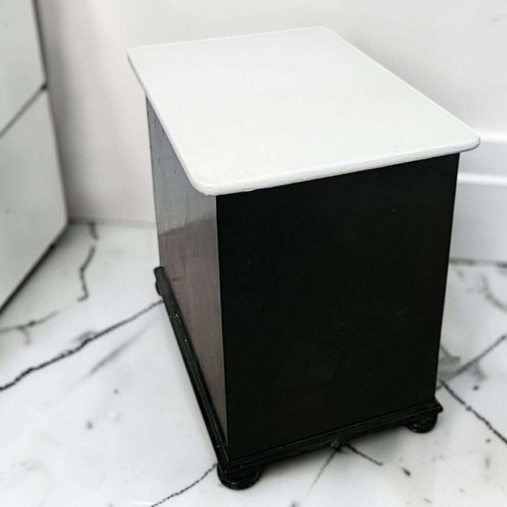 8593 Black and White Cabinet Side Table ~ FURNITURE