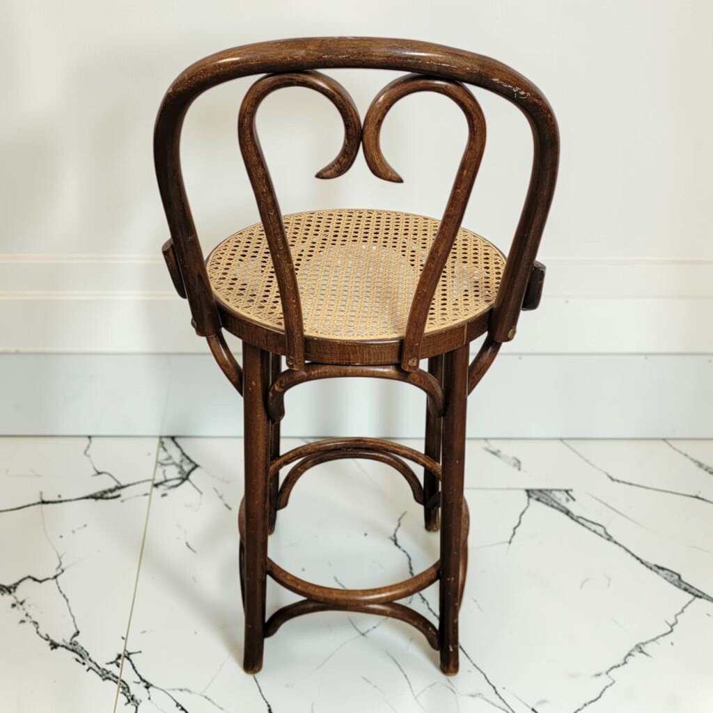 8604 Antique Thonet-Style Bentwood 'Heart-Back' Bar #Stool