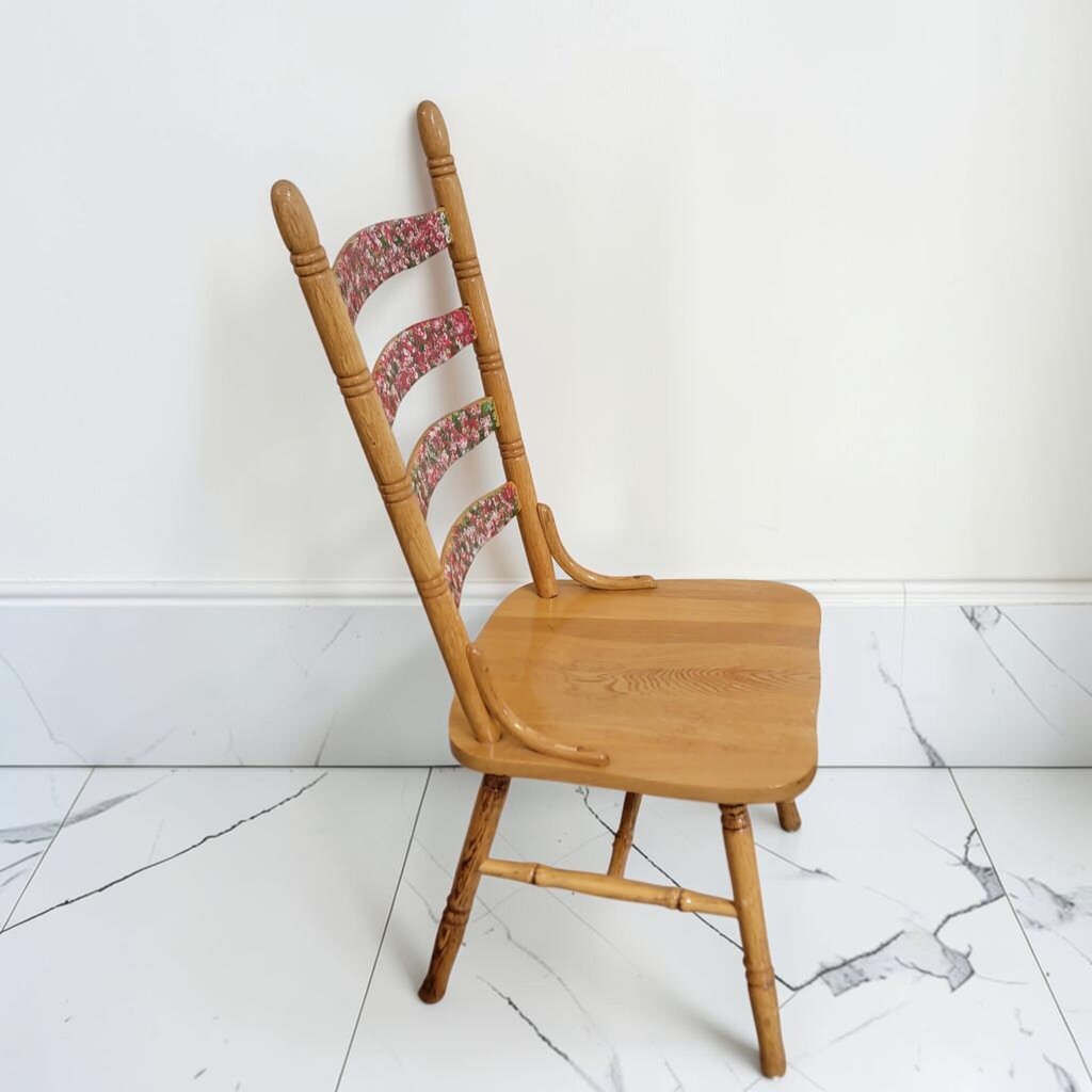 8629 Mid-Century Floral Ladder-Back Side #Chair