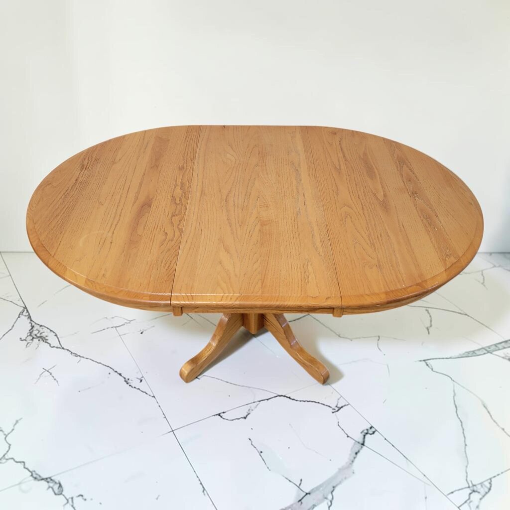 8633 Round Oak Wood #Table with Leaf