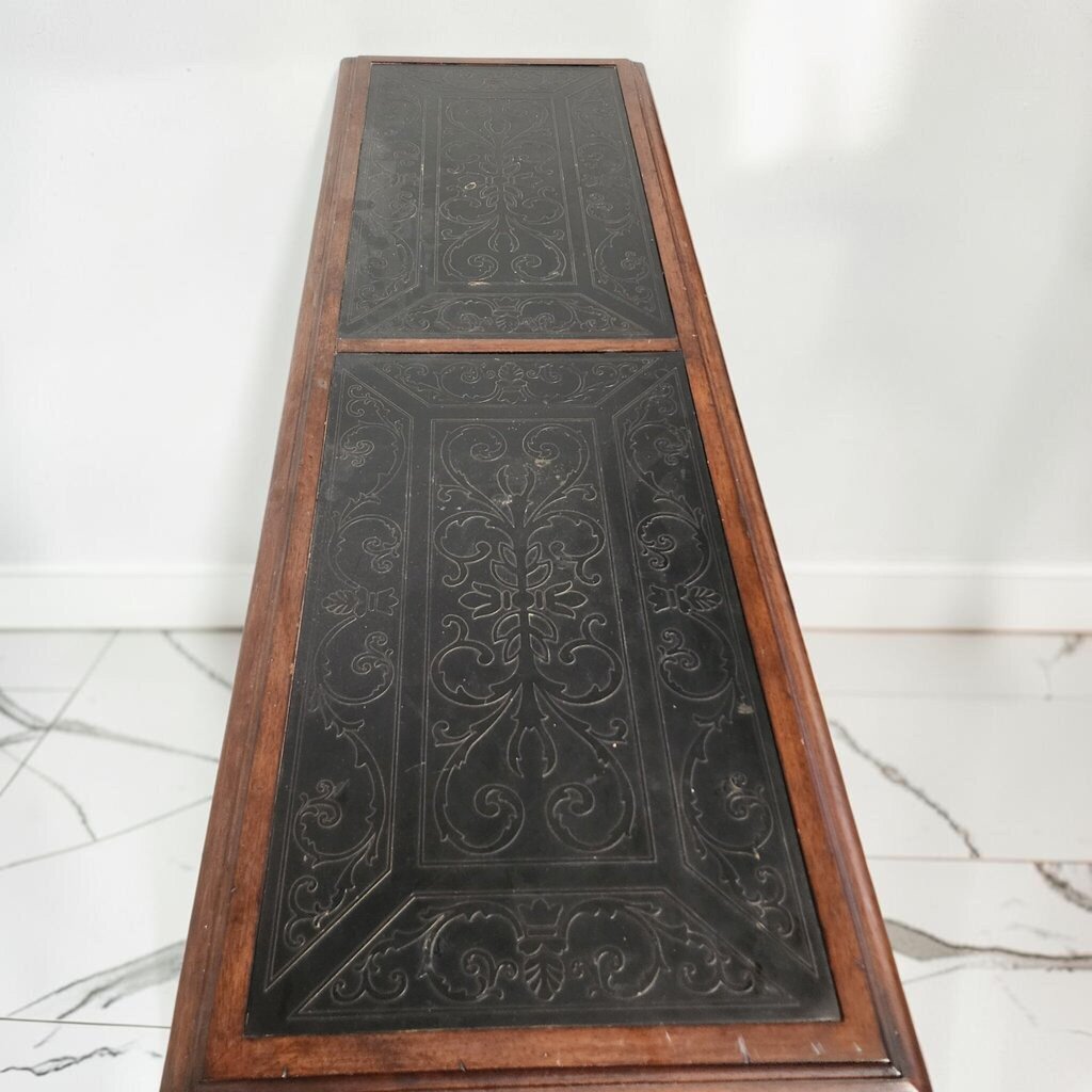 8658 Neoclassical Style Tooled Tin Bookcase Console