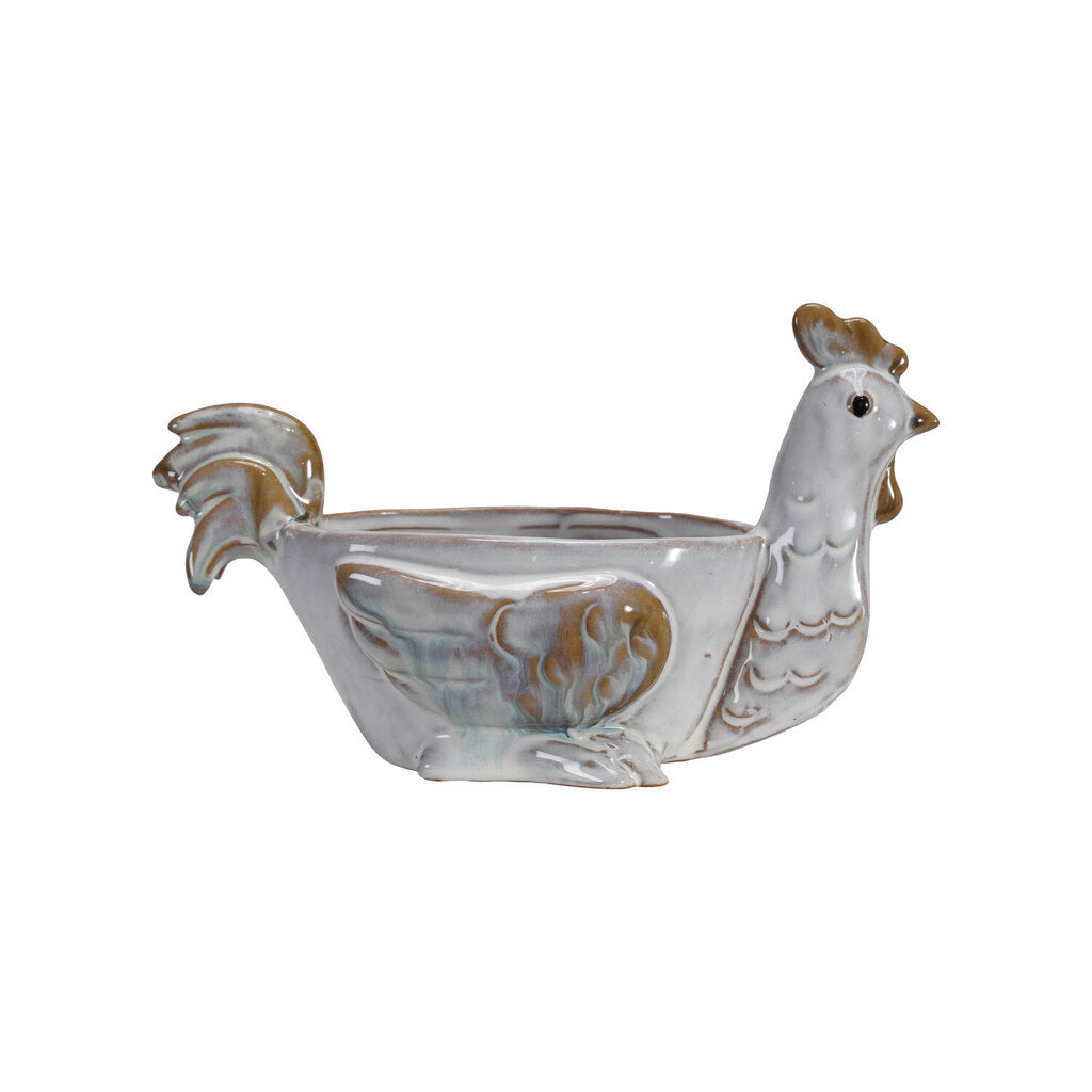 Stoneware Chicken Shaped Bowl | Glaze White