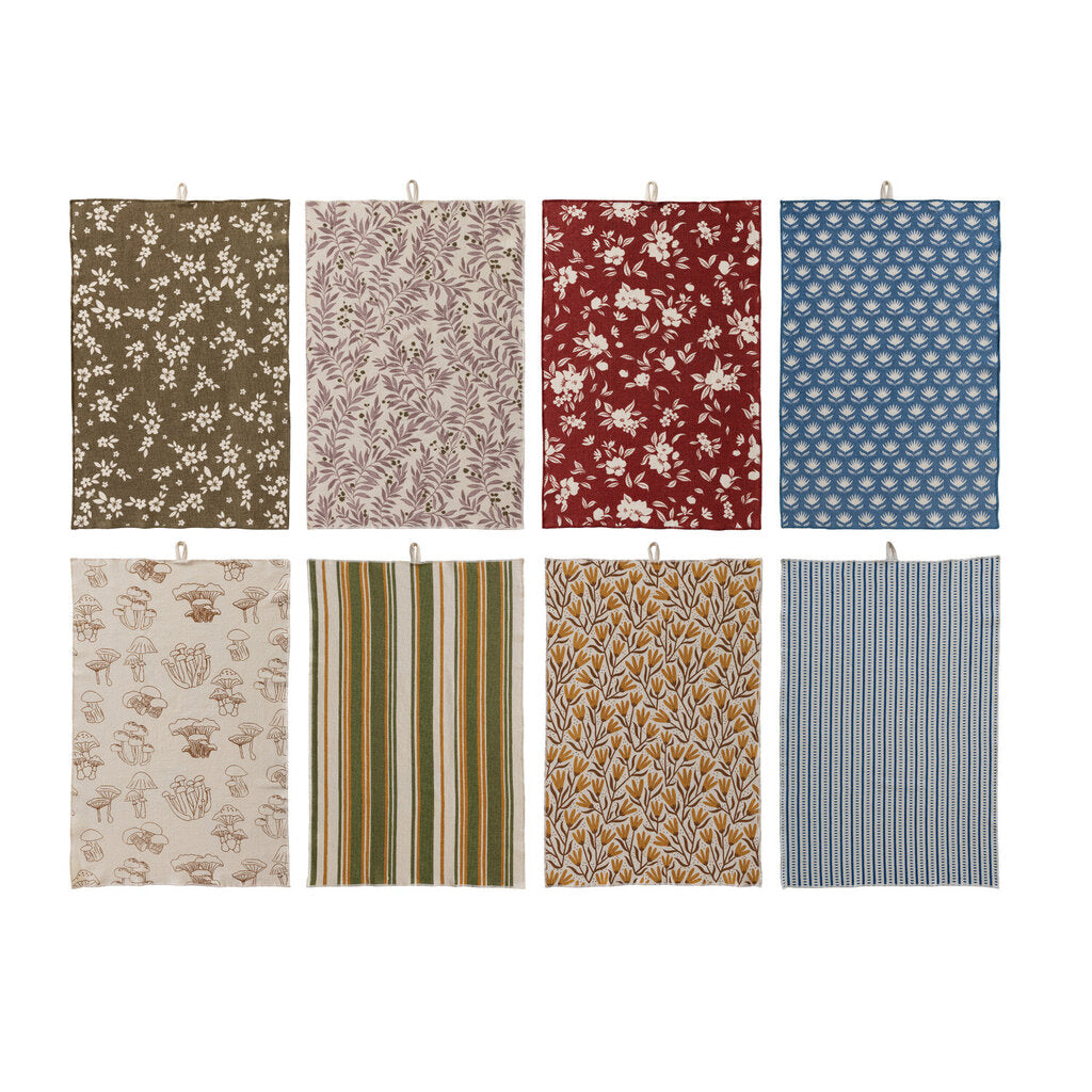 Cotton Printed Terry Tea Towel | Pattern/Stripes