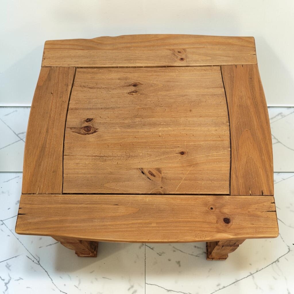 8701 Rustic Mexican Pine End #Table with Single Drawer