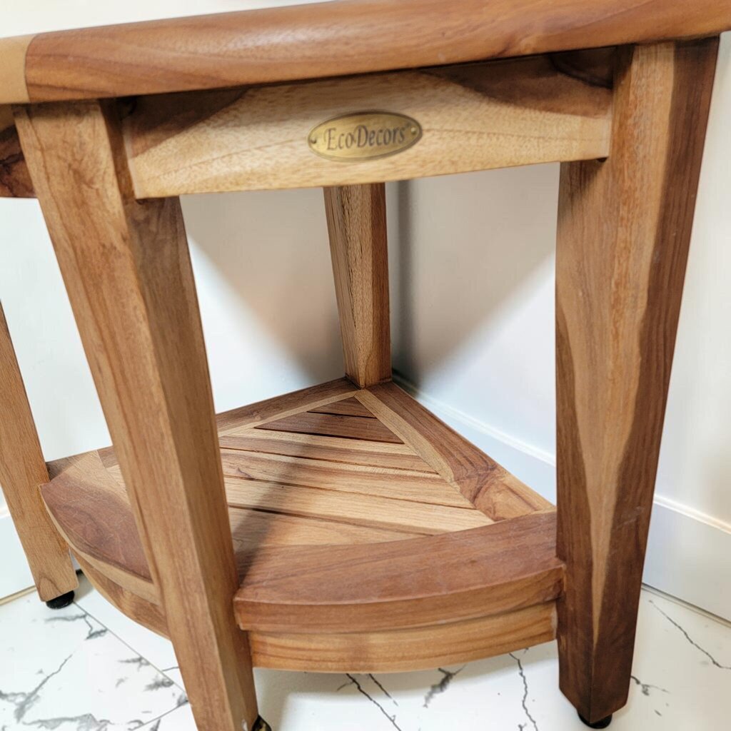 8729 Contemporary Teak Corner Shower #Bench with Shelf