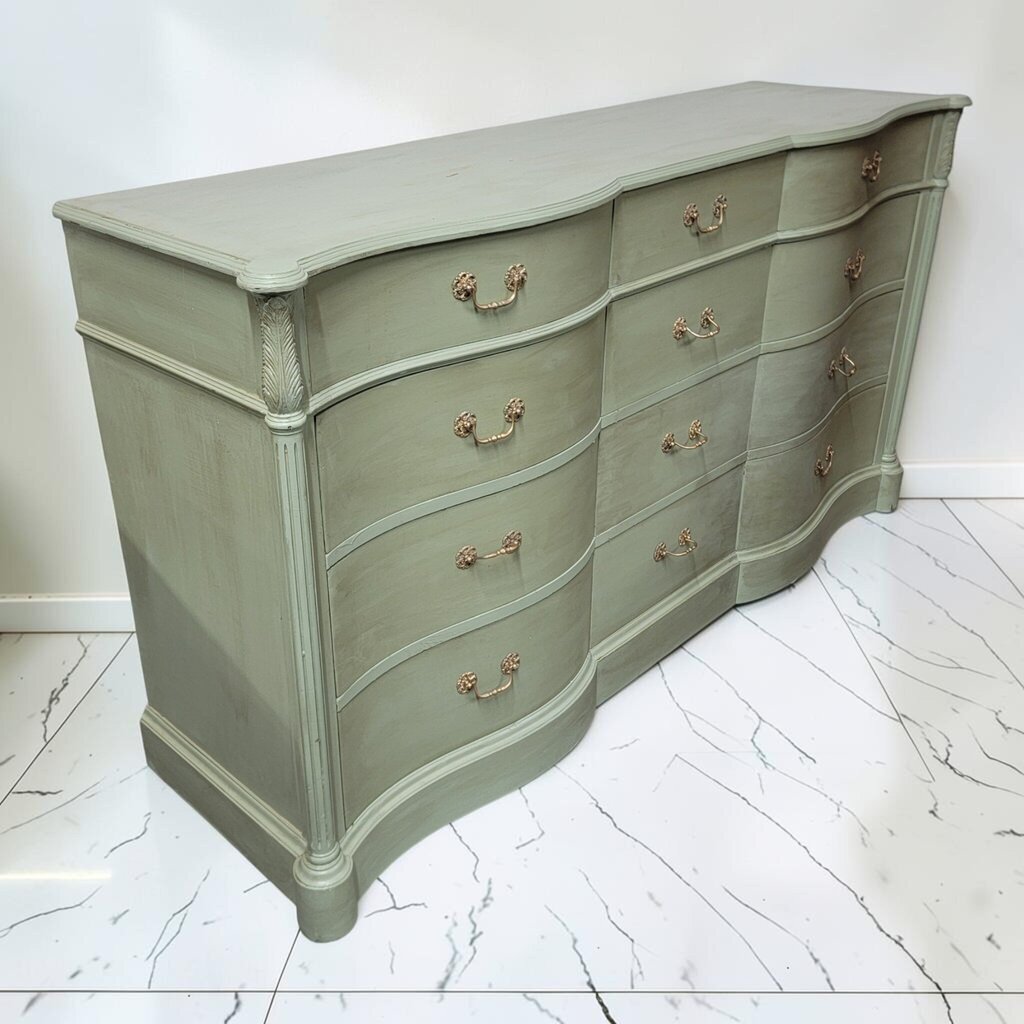 8765 Refinished Sage 12 Drawer #Dresser