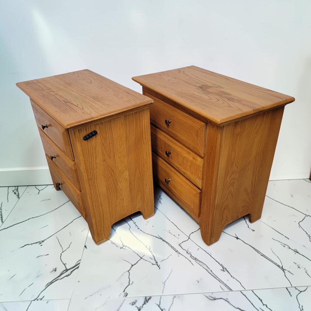 8766-8767 Vintage Golden Oak 3 Drawer #Nightstand