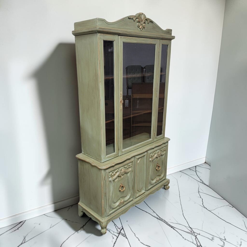 8770 Sage Green Upcycled French Provincial Style China #Cabinet