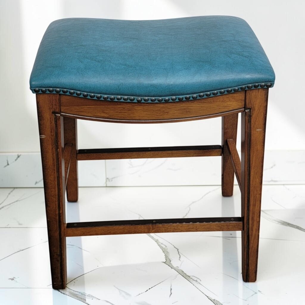 8800 Teal Upholstered Saddle Counter #Stool ~ FURNITURE