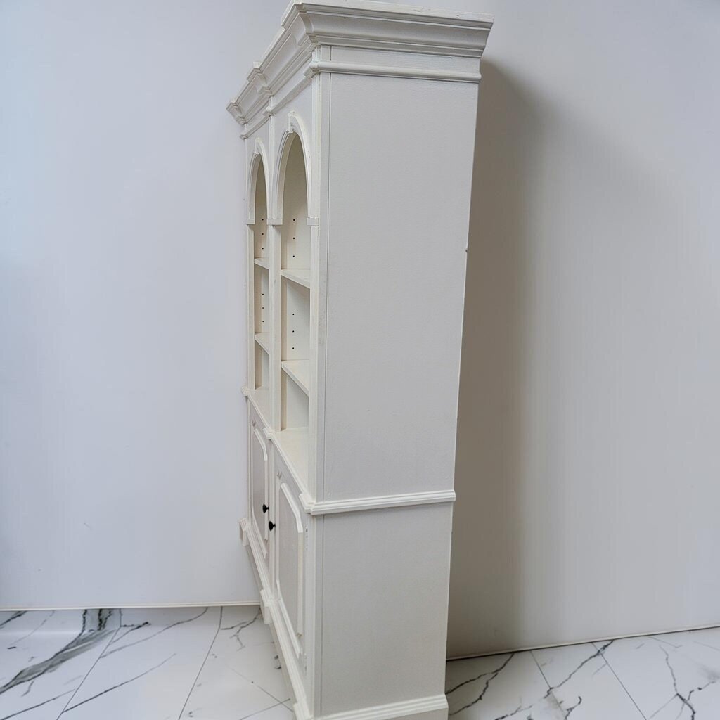 8894 White Painted Arch- Top #Bookcase Cabinet