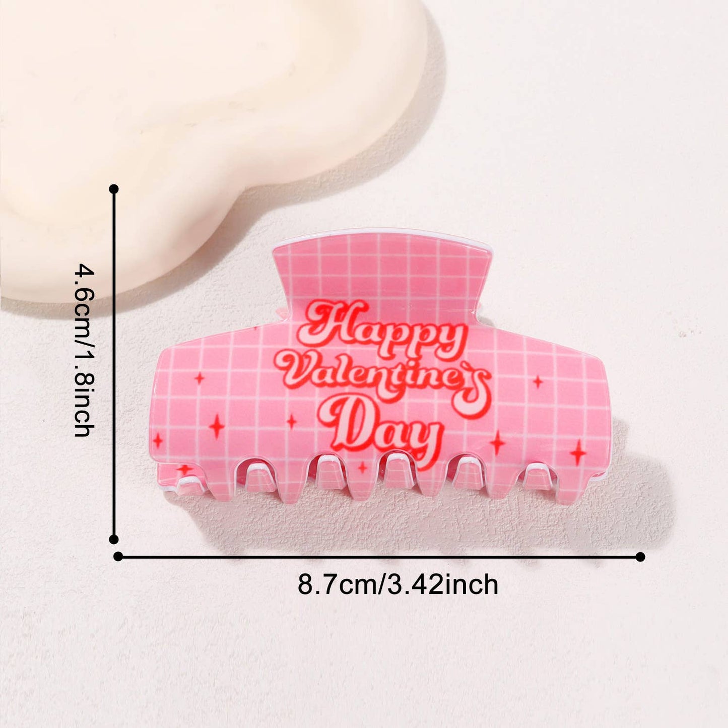 Valentine's Day Pink Heart & Checkerboard Print Hair Clip