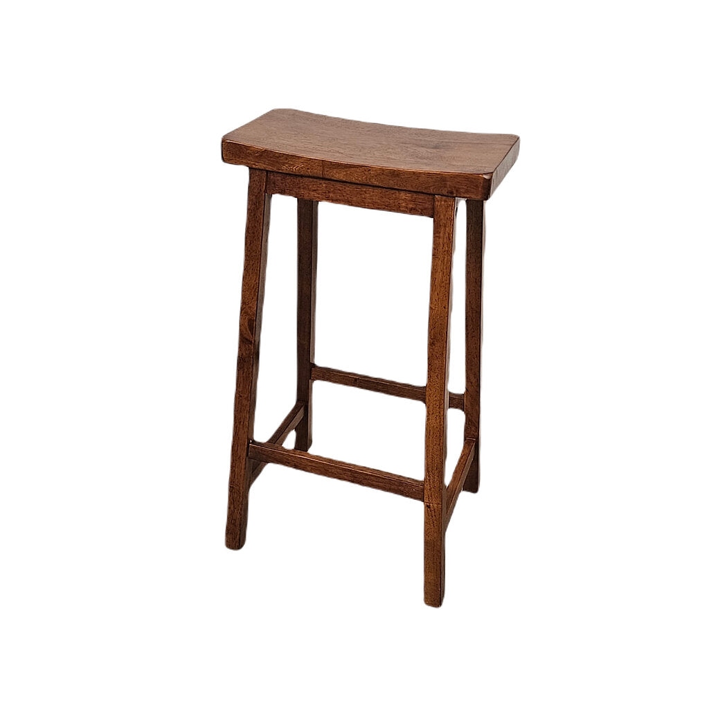 Tall Wooden Saddle Seat Bar Stool