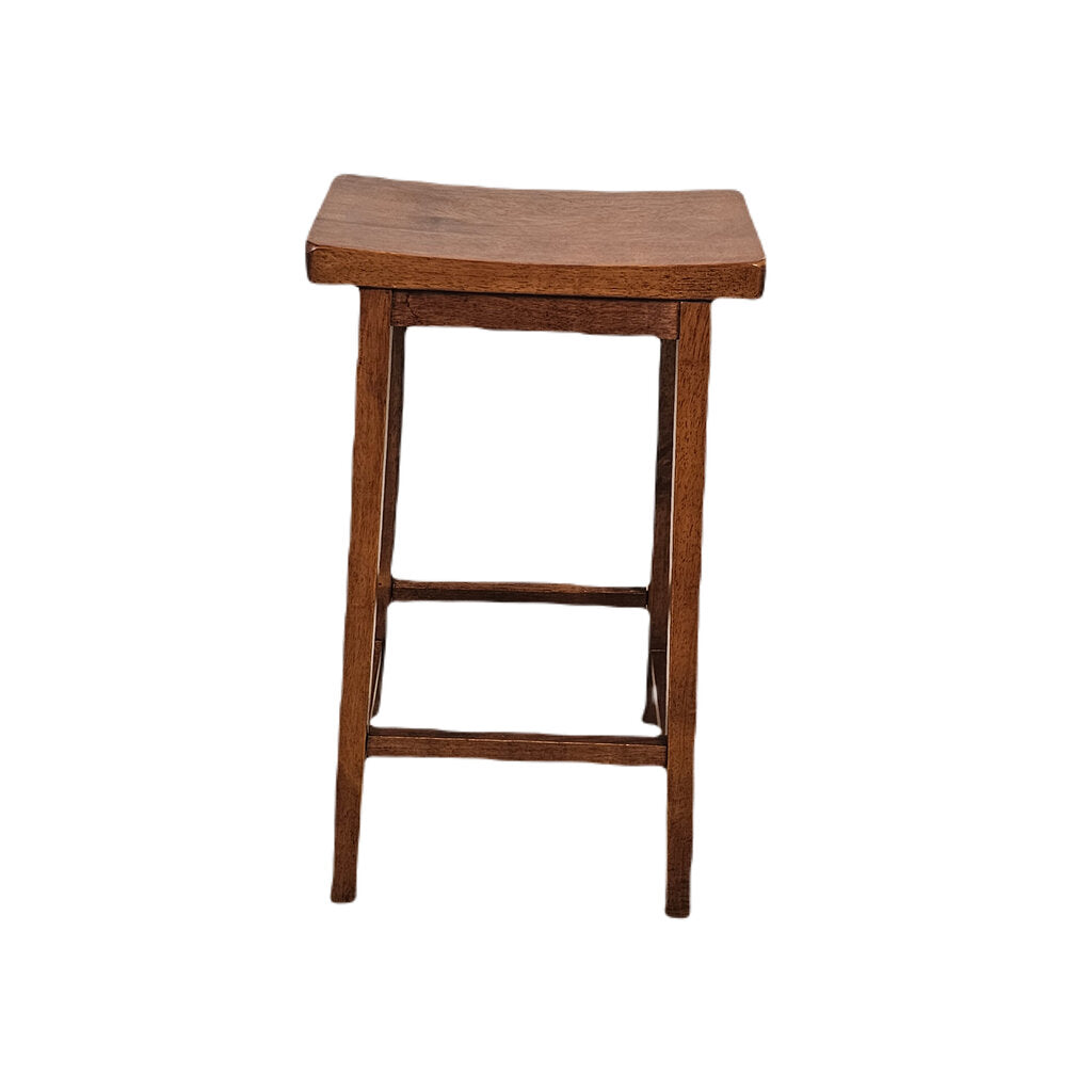 Tall Wooden Saddle Seat Bar Stool