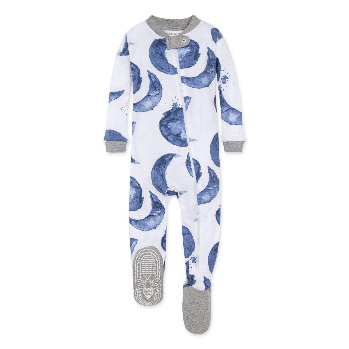 Hello Moon! Organic Baby Zip Front Footed Pajamas