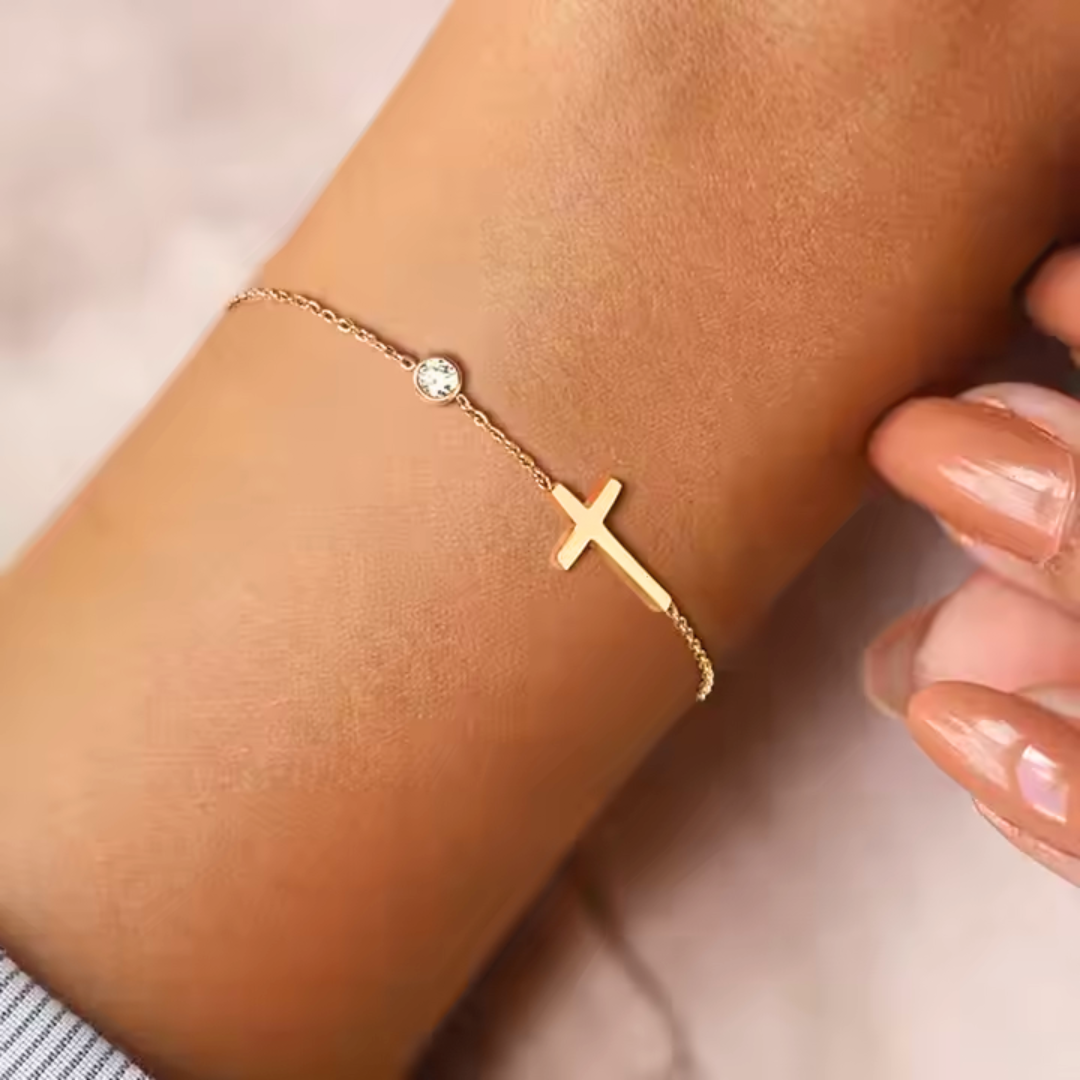 Best Seller! RESTOCKED- "A Blessing" Gold Cross Bracelet