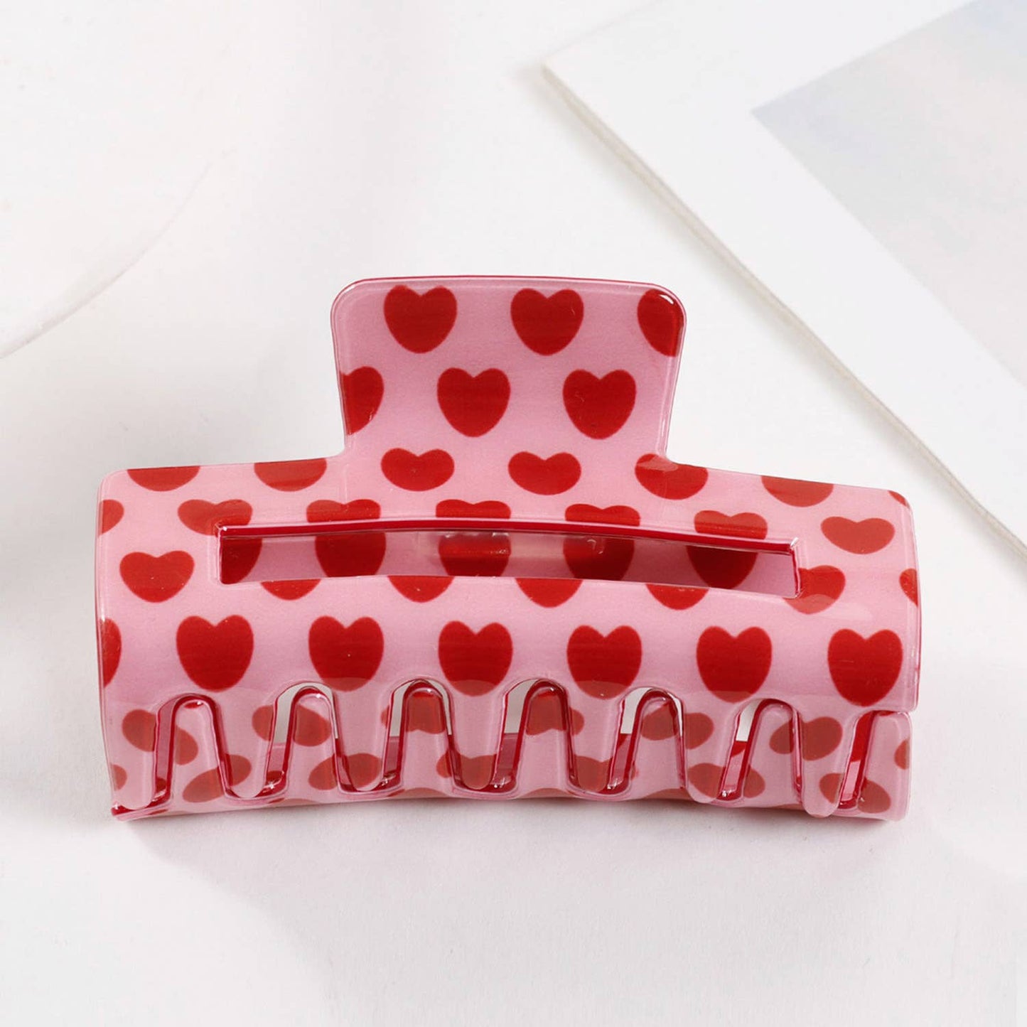Romantic Valentine's Day Heart Print Square Hair Clip