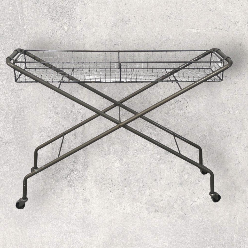 Industrial Metal Rolling Basket ~ Furniture