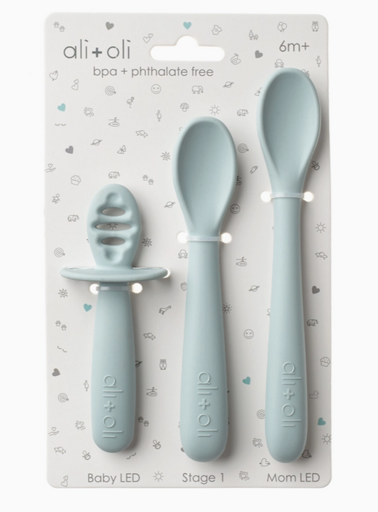 Ali + Oli Multistage Spoon Set for Baby (Blue) Blue New BABY