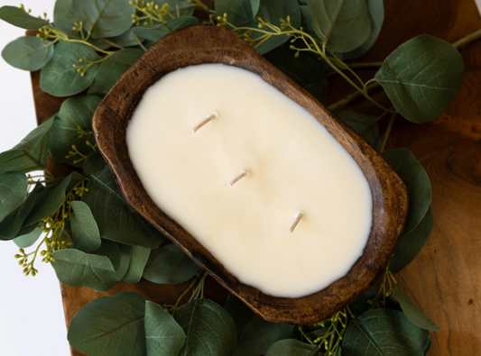 9" Wood Bowl Candle - Earth Garden Natural New Candles * Melts * Scents