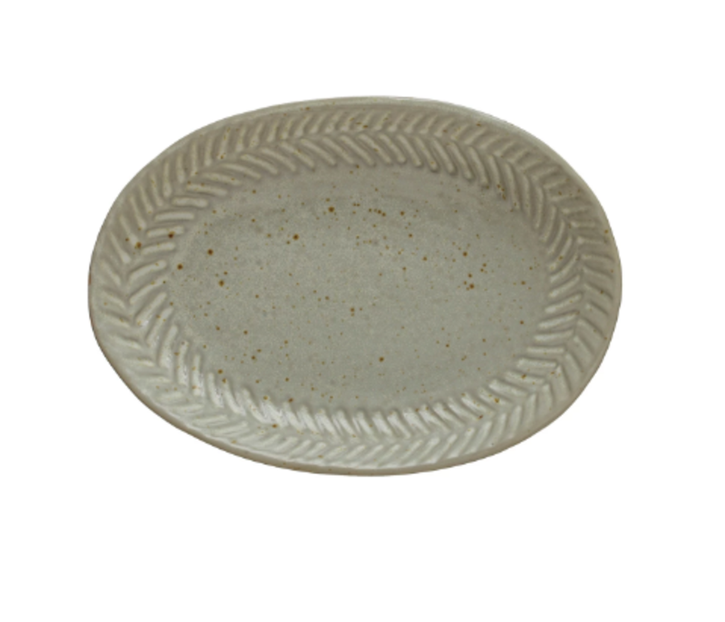 White Debossed Stoneware Plate | Reactive Glaze New * Kitchen | Housewares