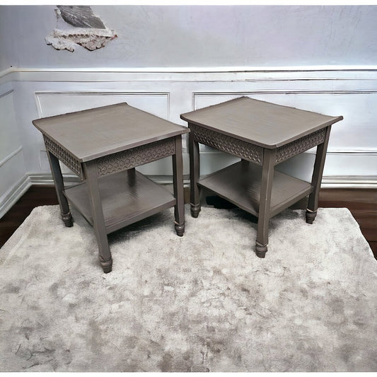 5220 & 5221 Gray Asian Inspired Accent Table with Drawer