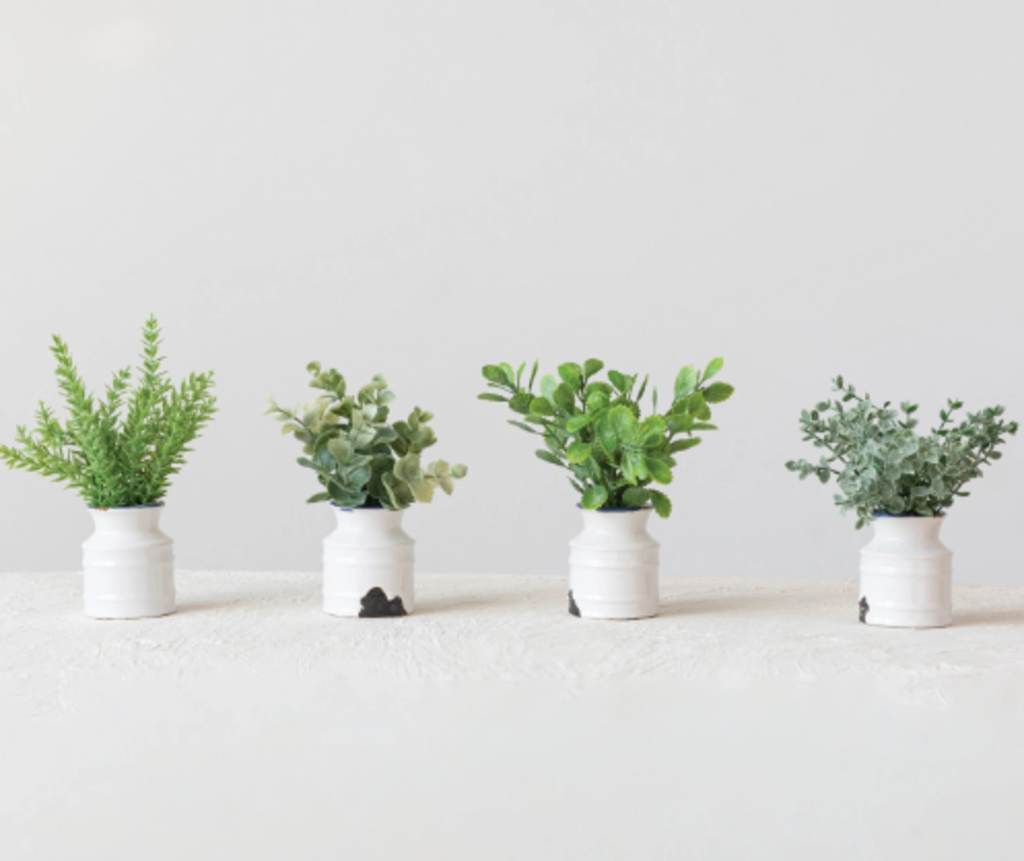 Faux Plant in Stoneware Pot New * Home
